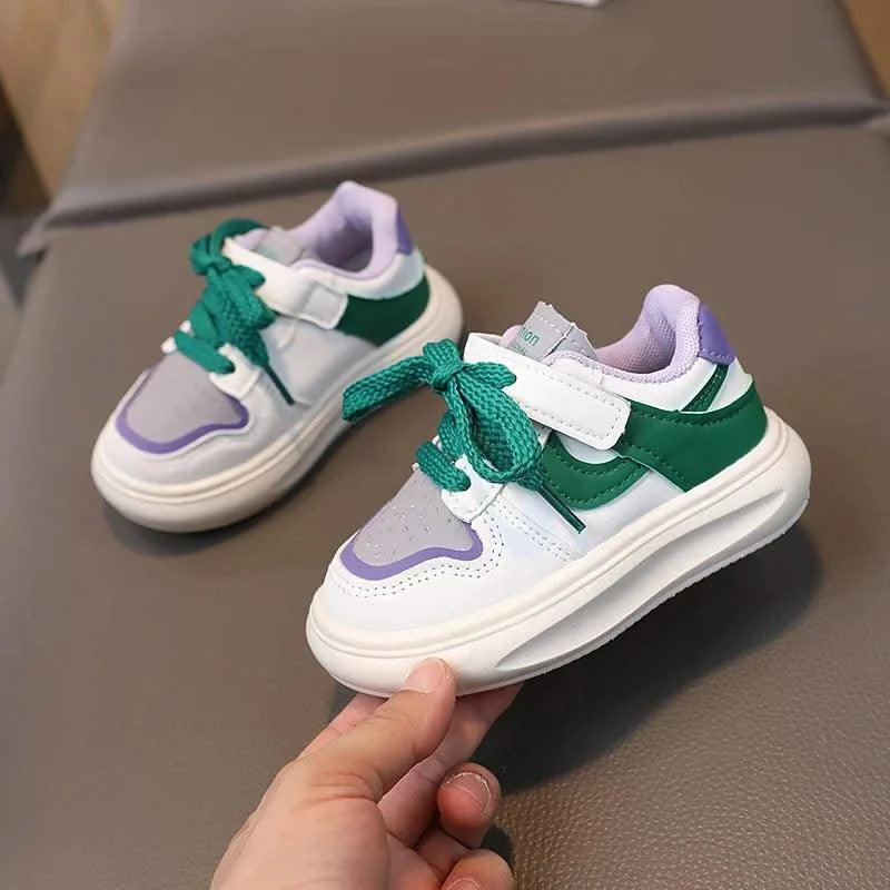 Children's Sports Shoes Girls 2025 Spring Autumn New Leather Shoes PU Leisure Soft Soled Boys Sneakers Baby Girl Casual Shoes