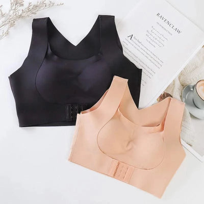 Women Push Up Bra Posture Corrector Bralette Front Closure Cross Back Tops