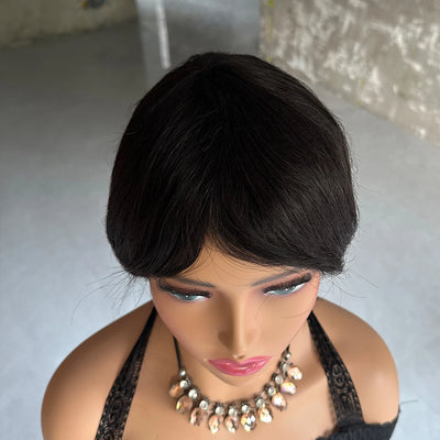 Short Human Hair Wigs Pixie Cut Straight perruque bresillienne for Black Women Full Machine Made Wigs With Bangs Cheap Wig