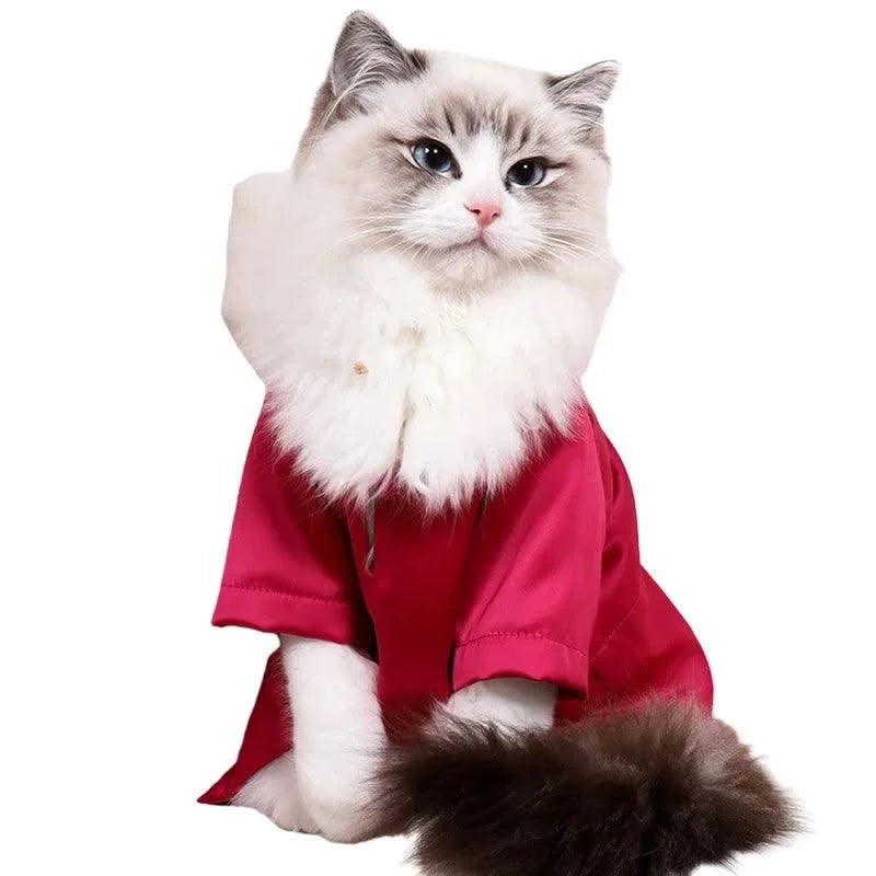 Fashionable Pet Clothes Summer Shirt Cat Wear Silk Dazzle Breathable Thin Non-Stick Fur Traditional Chinese Garments Cat Dresses