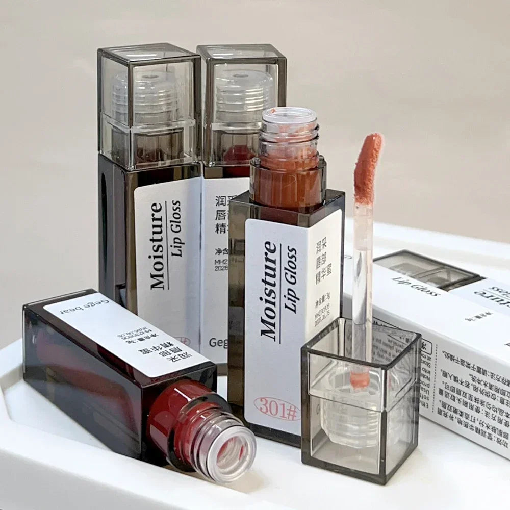 Nude Grey Mirror Jelly Lip Gloss Water Light Gloss Moisturizing Non-stick Cup Stain Lip Glaze Waterproof Lasting Makeup Cosmetic