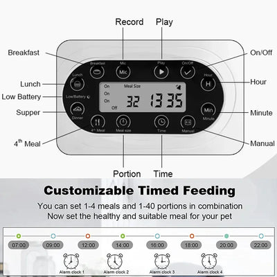 Cat Timing Feeder Smart APP Cat Feeder Stainless steel Double Meal Pet Food Remote Feeding Automatic Dispenser Suitable Cats Dog