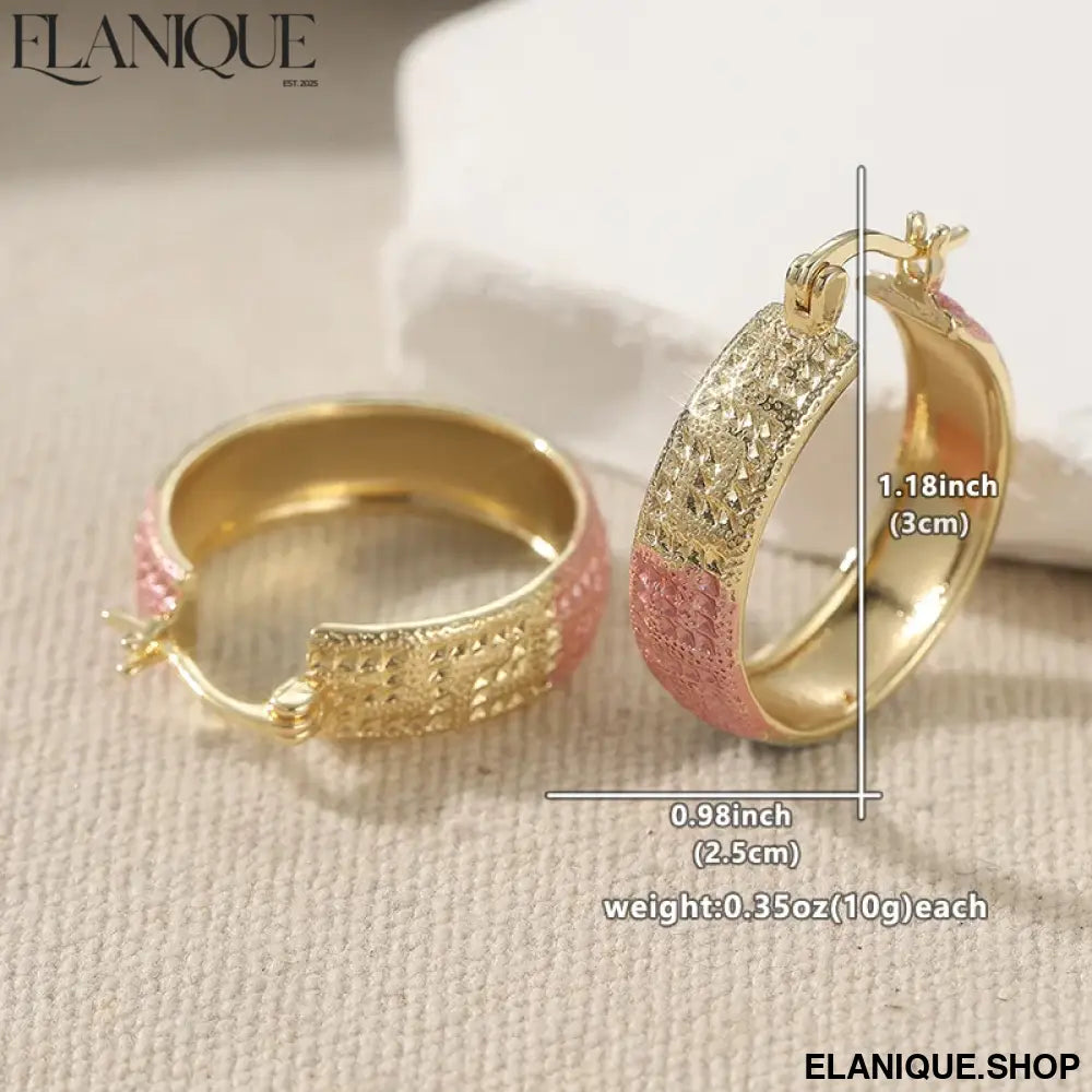 Three-Tone Wide Hoop Earrings – Vintage Charm for Women
