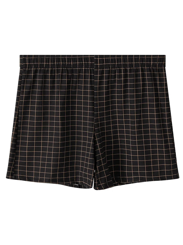 4-Pack Men's Polyester Boxers - Plaid Pattern, Classic Fit