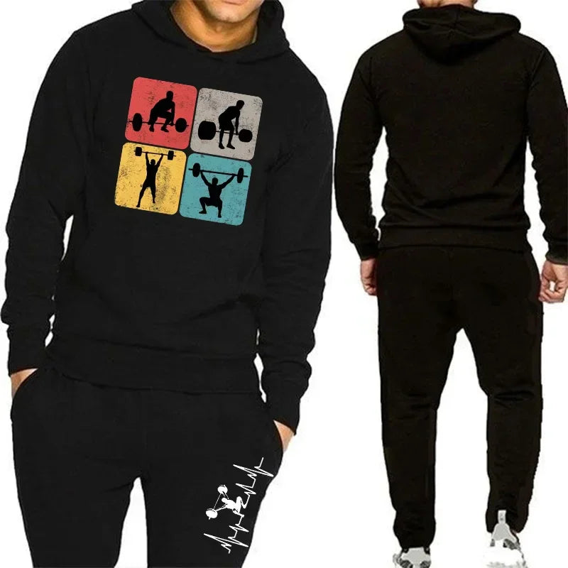 Men's Sportswear Sportswear Jogging Suit Hooded Sportswear Suit Clothing Hoodie + Fitness Pants Sportswear