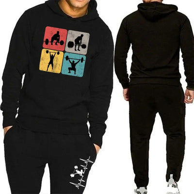 Men's Sportswear Sportswear Jogging Suit Hooded Sportswear Suit Clothing Hoodie + Fitness Pants Sportswear