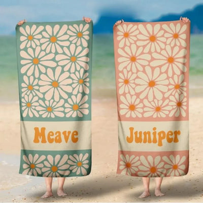 Custom Beach Towels Name Personalized Absorbent Bath Towels Anti-sand Summer Seaside Pool Towel Festival Gifts DAD MOM Family
