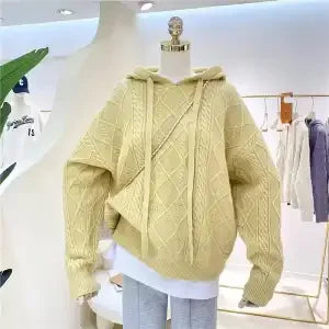 Bottom Sweater Knitted Sweater for Women in Autumn Hooded Sweater New Style 2025 Thickened Fashionable Top