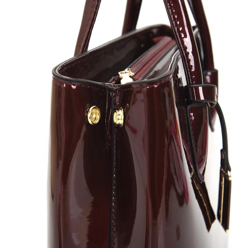 Women handbags high quality patent leather women’s bag fashion shoulder bag luxury tote bag + card package designer
