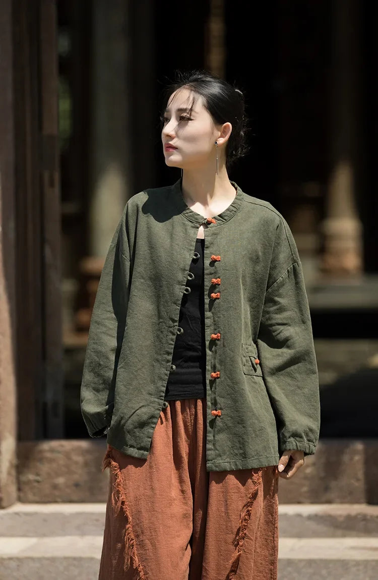 Women's Literary Vintage Ramie Linen Tops