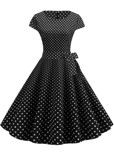 Women Summer Dresses Robe Vintage 50s 60s Big Swing Party Rockabilly Dress White Polka Dot Vestidos