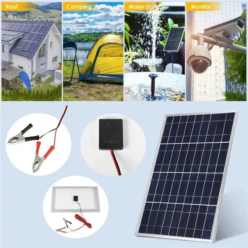 Outdoor Solar Panel 600W 12V Polycrystalline USB Power Portable Rechargeable Solar Cell Solar Generator for Home Lighting Camp