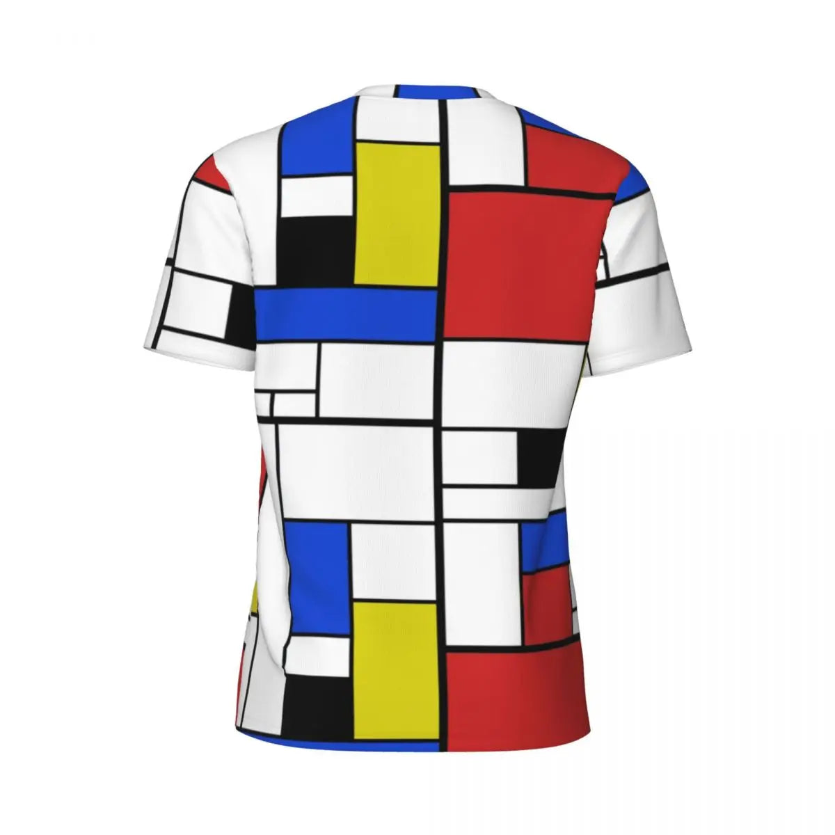 Gym T Shirt For Men Mondrian Line T-Shirts Trendy Cool Colorful Plaid Summer Tees O Neck Y2K Retro Graphic Clothing Gift Idea