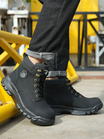 Men's Safety Shoes Puncture-Resistant Work Boots Lightweight Breathable Anti-Slip Construction Shoes with Steel Toe Cap