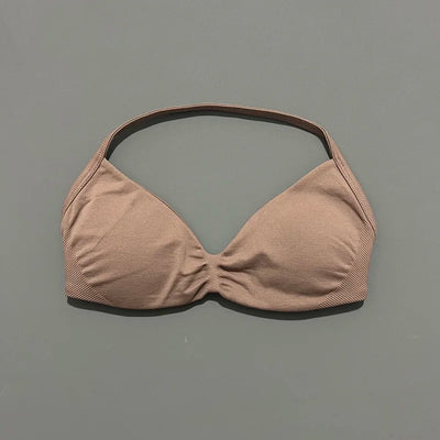 HISTELLO Impact Strappy Bra Gym Top Women High Support Thin Strap Halter Sports Seamless Bras Scrunch Push-up Workout Yoga Tanks