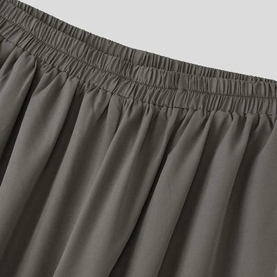 Men Wide Leg Pants Solid Color Joggers Pleated Oversize Casual Trousers Men Elastic Waist 2025 Streetwear Fashion Pants INCERUN