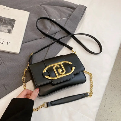 Designer Handbags For Women Leather Metal Buckle Flap Square Shoulder Bags Fashion 2024 Ladies Messenger Bags Females Casual