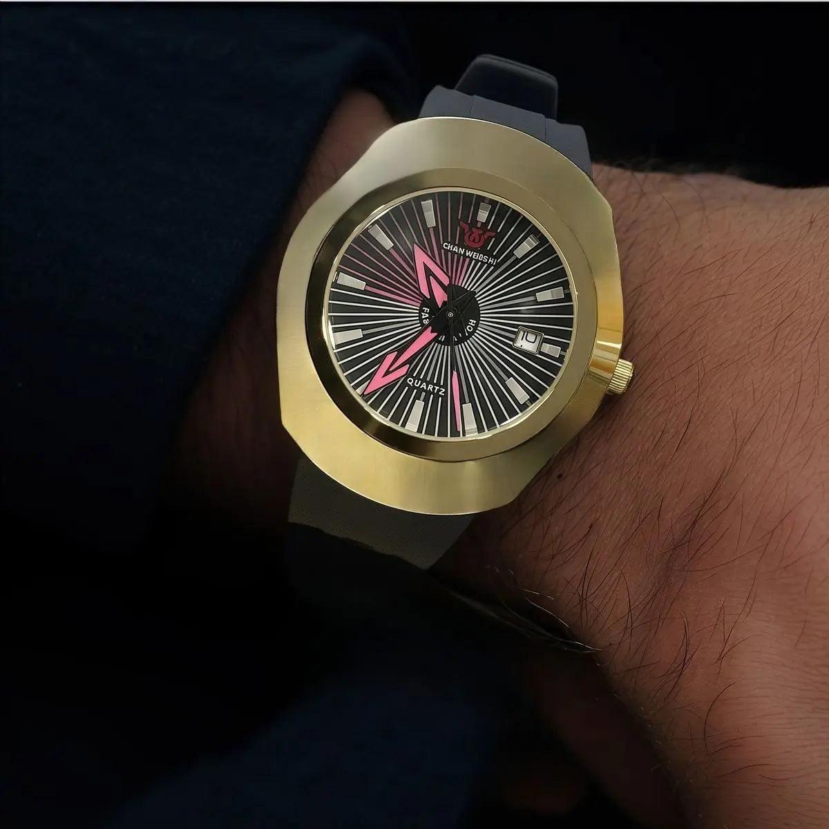 Premium high-end fashion quartz men’s watch – waterproof date display comfortable imported rubber strap