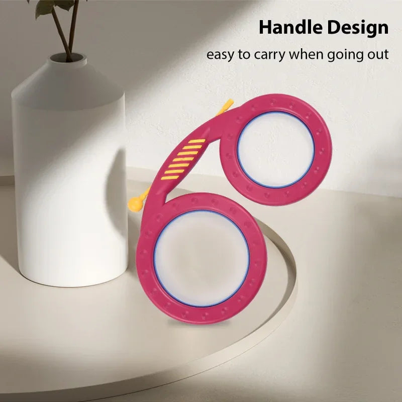 Glasses Drum Clapping Drum Orff Musical Instrument Special-shaped Drum Percussion Instrument 2 Color Double-sided Drum for Gifts