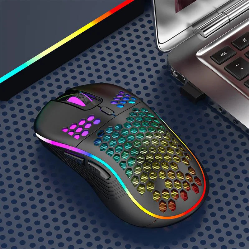 2.4G Wireless Gaming Mouse Portable Wired Mouse RGB Lighting Charging Mouse Ergonomic Honeycomb Design for Desktop Laptop Xiaomi