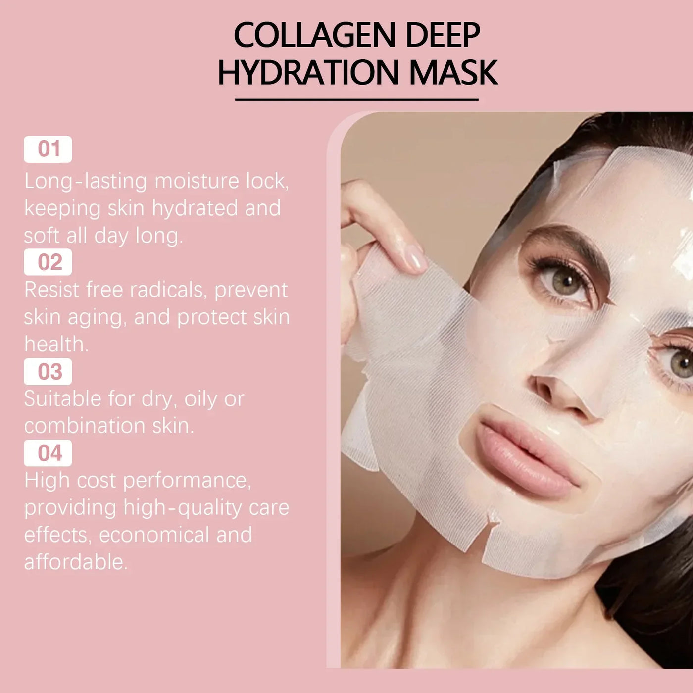 Collagen Face Mask Anti Aging Firming Moisturizing Refreshing Shrink Pore Brightening Overnight Mask Hyaluronic Acid Facial Mask