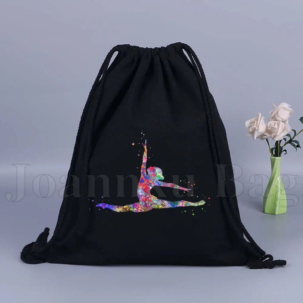 Tumbling Gymnastics Girl Gymnast Women Rhythmic Balance Beam Aerial Yoga Drawstring Backpack Sackpack String Bag String Bags