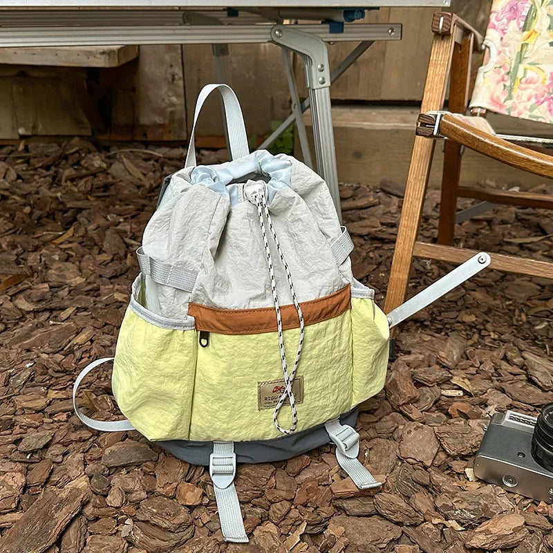 2025 Mountain Style Backpack Couple, Retro Color Block Hiking Bag, Lightweight Large Capacity Daypack for Outdoor