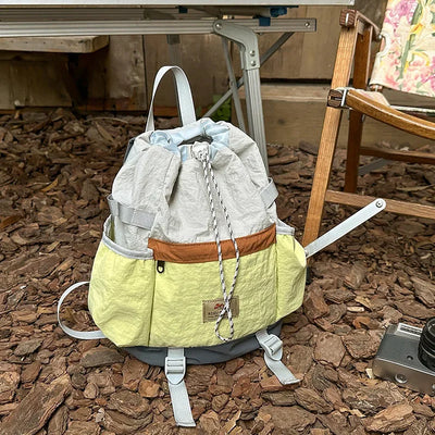 2025 Mountain Style Backpack Couple, Retro Color Block Hiking Bag, Lightweight Large Capacity Daypack for Outdoor