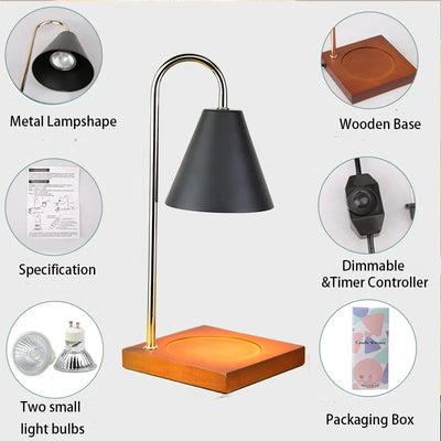 Bedside Candle Warmer Lamp Melt Lamps Stepless Dimming Table Lamp Wooden Base Candle Warmer Lamp 50W for Bedroom Decor Lighting