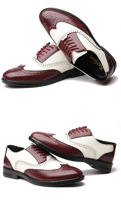 Retro Men's Oxford Shoes Fashion Block Carved Casual Shoes Social Shoes Male Business Dress Leather Shoe Zapatos Para Hombres