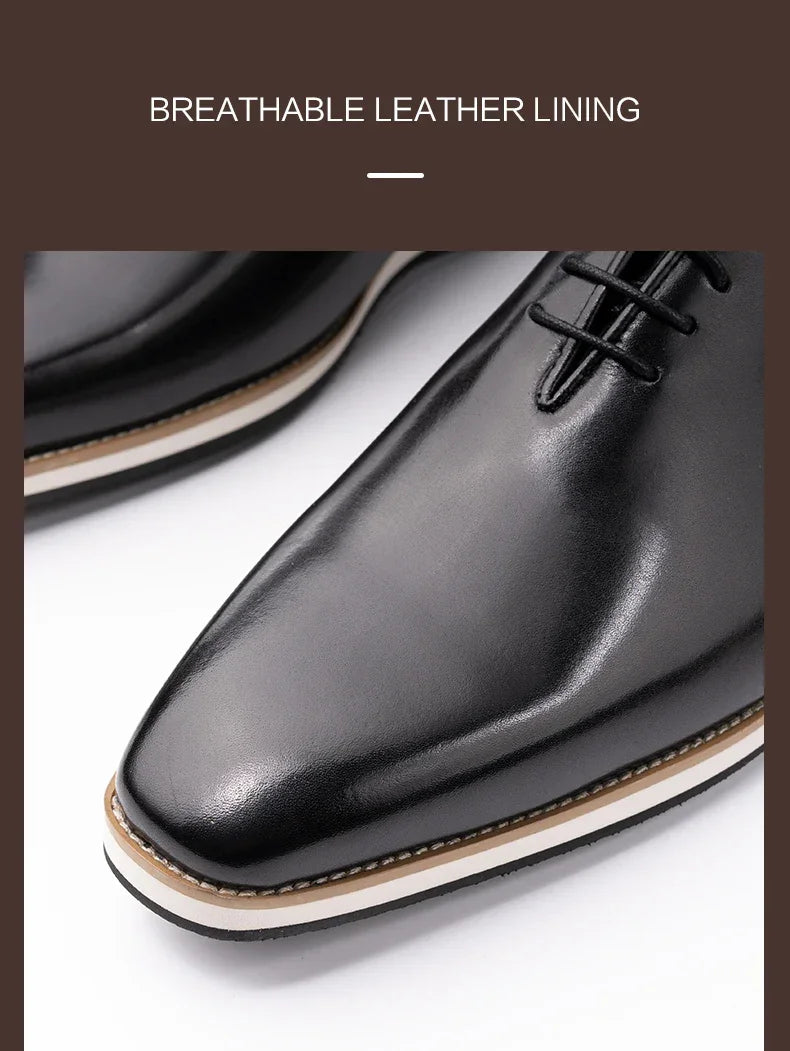 Modern Leather Men's Shoes Office Business Formal Suit Footwear High Quality Oxford Lace Up Handmade Brogue Shoes EVA Outsole