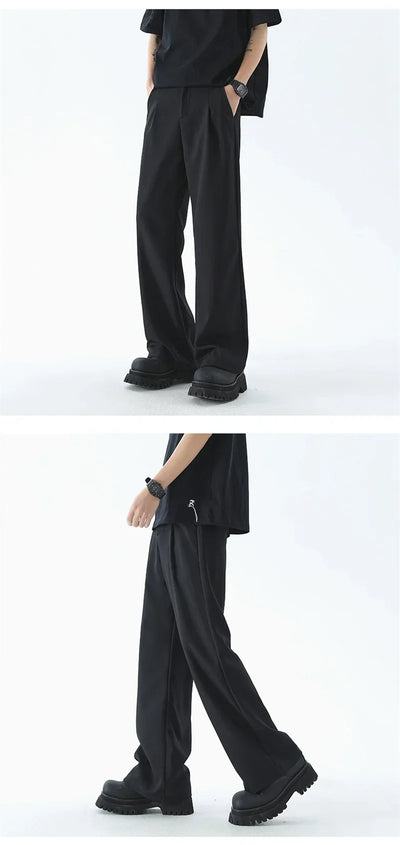 Men's Wide Leg Pants Thin Man Black Comfortable Pant Summer Casual Streetwear Loose Trouser Japanese 5XL Trendy Fashion