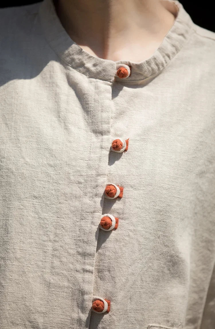 Women's Literary Vintage Ramie Linen Tops