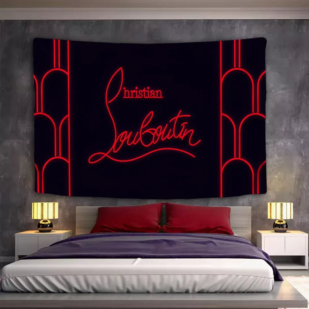 Luxury C-ChristianES L-LouboutinES Logo Tapestry Background Hanging Cloth Bedroom Room Decor Aesthetic Tapestry Wall Party