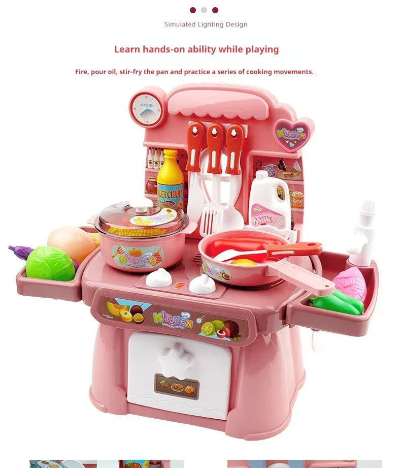 Simulated Kitchen Toys Kitchenware Lighting and Sounds Cooking Game Set Children Fun Educational Toy Educational Toys Boys Girls