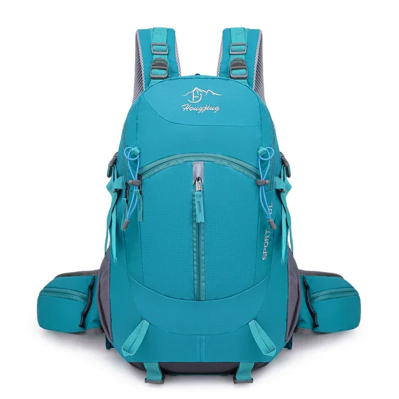 Fashionable and Wear-Resistant Outdoor Travel Backpack, Black and Red Contrasting Color Large-Capacity Mountaineering Bag with Waterproof Cover