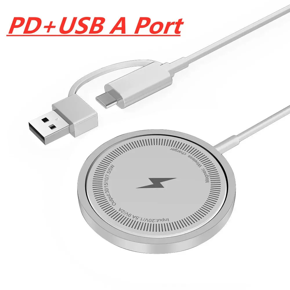 Magnetic Wireless Charger Fast Charging Pad Stand for iPhone 16 15 14 13 12Pro Max Airpods PD USB A Phone Chargers Dock Station