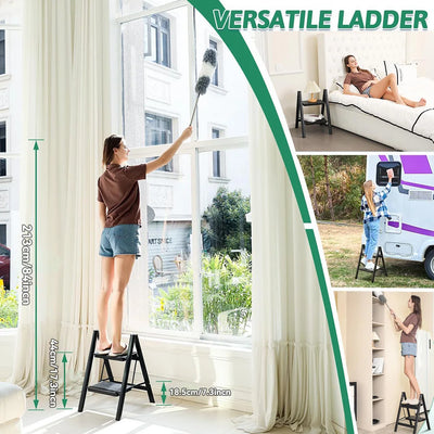 Heavy Duty Folding Step Stool Ladder - 330 lbs Capacity, Non-Slip Kitchen/Closet Step Stool for Adults & Kids, Compact Stepladde