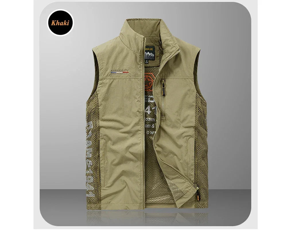 Summer Men's Work Vest Leisure outdoor Men Breathable Mesh Sports Waistcoat Man Photography Fishing Sleeveless Jackets Clothing