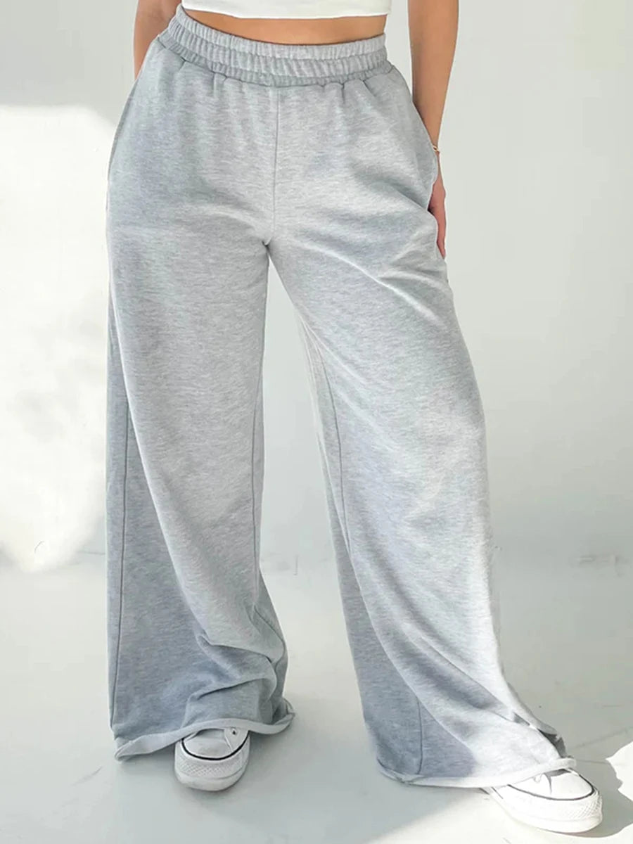 2023 Wide Leg Sweatpants for Women Elastic High Waisted Pocket Baggy Sweat Pants Teen Girls Oversized Straight Leg Sweatpants