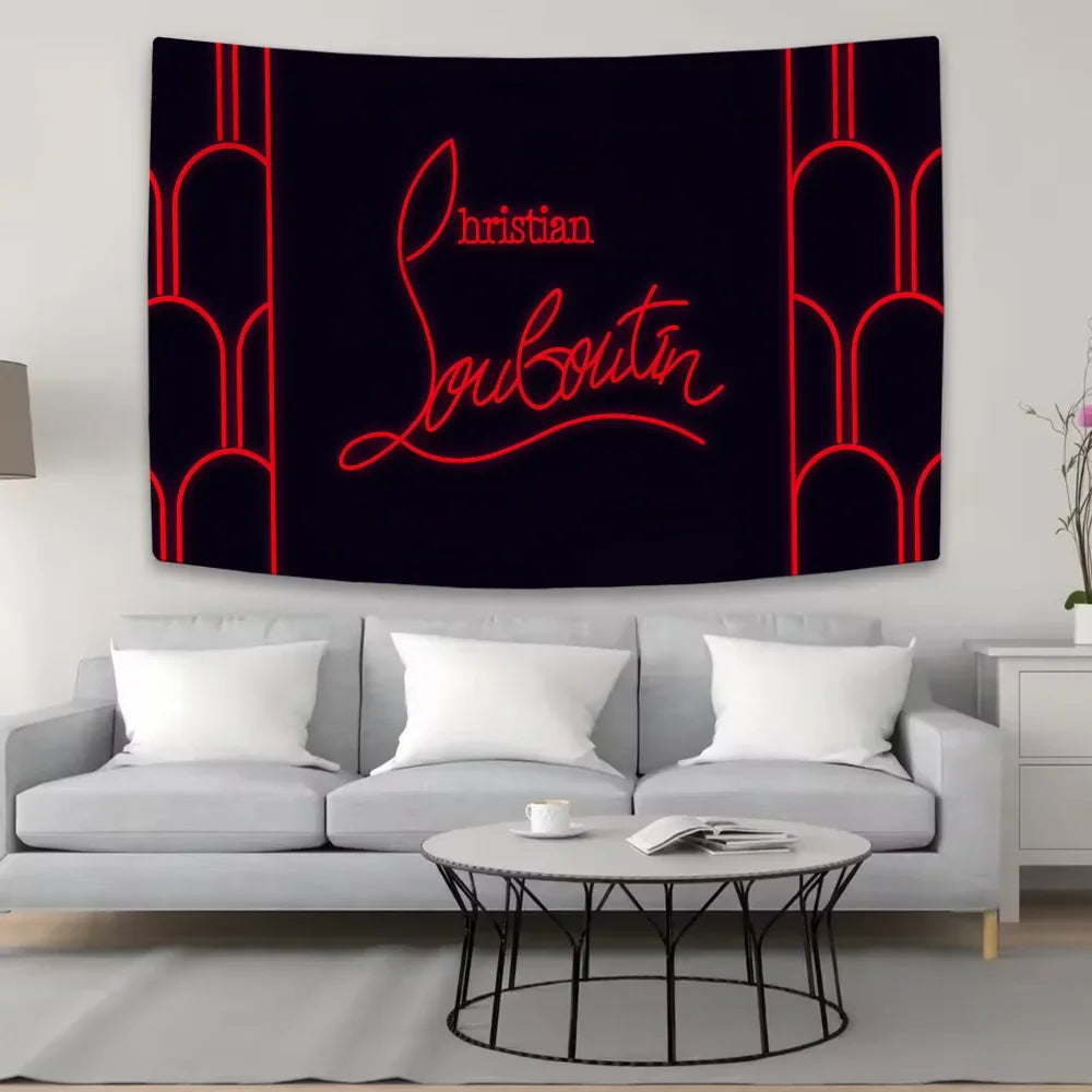 Luxury C-ChristianES L-LouboutinES Logo Tapestry Background Hanging Cloth Bedroom Room Decor Aesthetic Tapestry Wall Party
