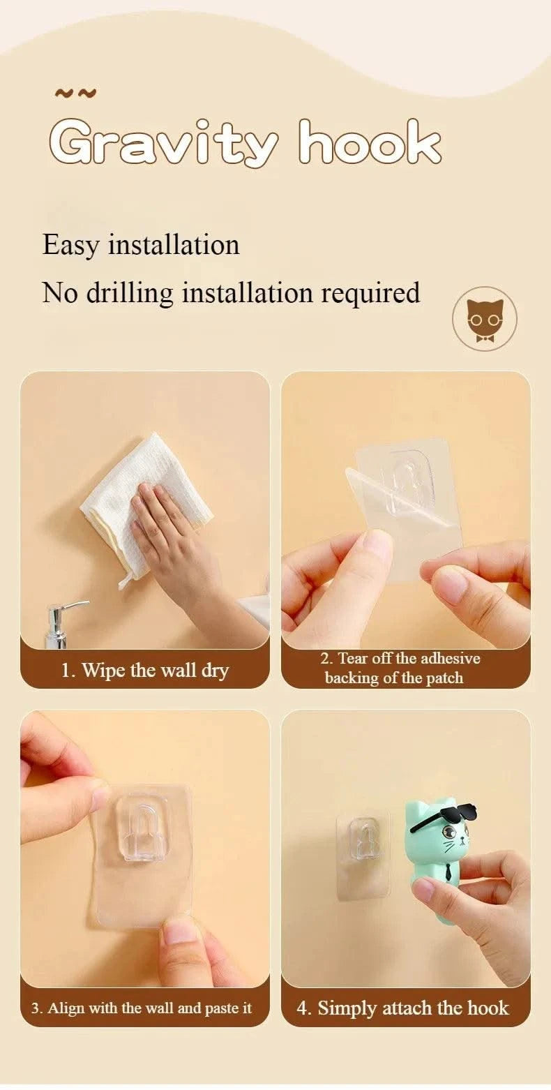 Kitten Hooks Cartoon Cats Gravities Induction Decorative Hooks Storage Racks for Keys Umbrellas Towels Adhesive Hooks Home Items