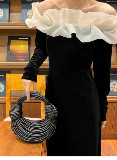 Handbags for Women 2025 New in Gold Luxury Designer Brand Handwoven Noodle Bags Rope Knotted Pulled Hobo Silver Evening Clutch