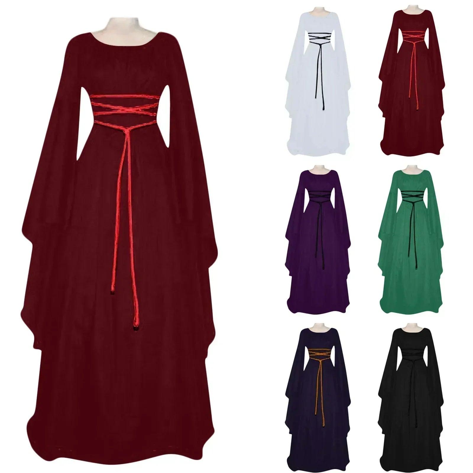 Women dresses vintage medieval cosplay costume ghost witch vampire gothic dress halloween christmas masquerade party