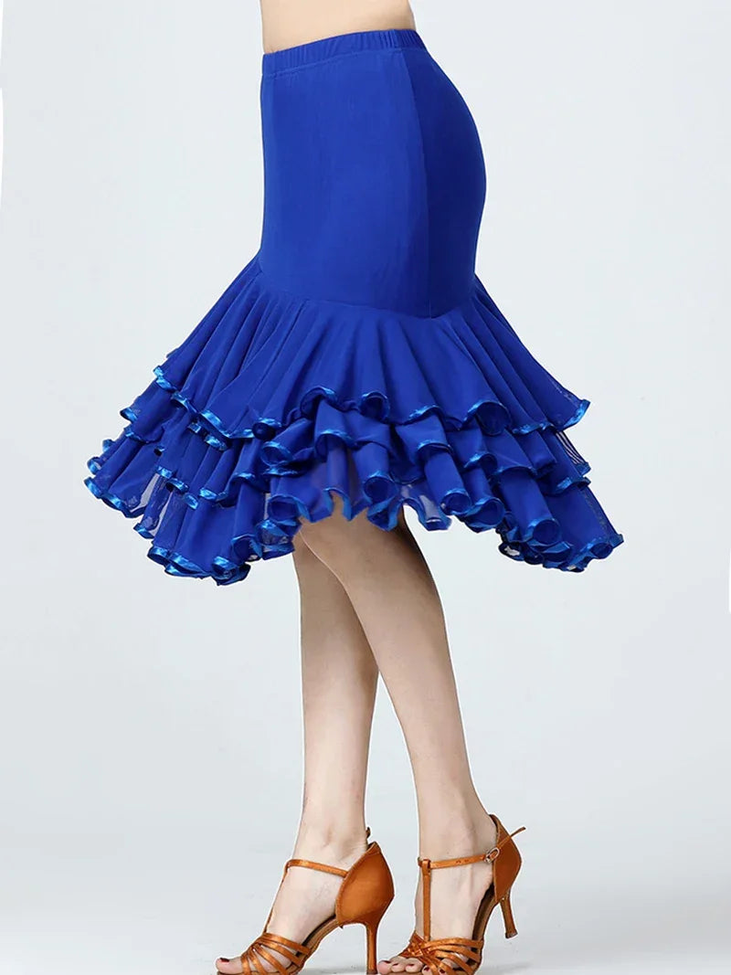 Adult Women Modern Dance Dress Social Dancewear Short Sleeve Mesh Fairy Top Large Swing Skirt Performance Dancing Costume