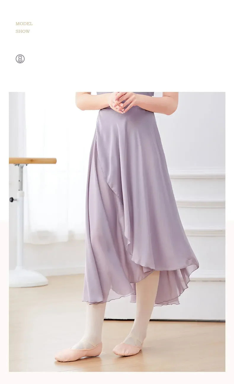 Ballet Skirts Women Long Chiffon Dance Skirt Fairy Chiffon Long Ballet Tutu Dress Dance Costumes Tie Up Dress