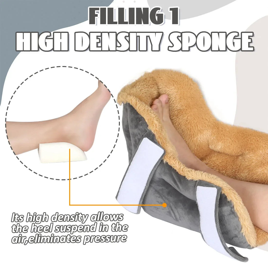 Ehucon Heel Pressure Relief Pillow, Extra Thick Shaggy Foam Protector, Anti-Bedsore Cushion for Bedridden Elderly 1 PCS