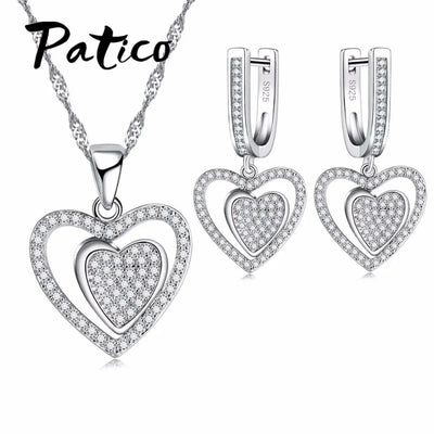 Wedding Jewelry Sets For Brides Fine Silver Drop Crystal Earrings Necklace Wedding Jewelry Genuine 925 Sterling Silver