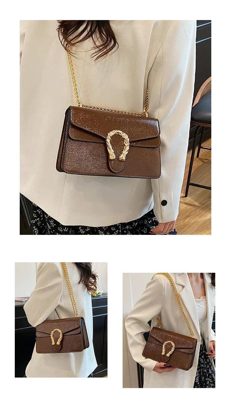 Luxury brand leather handbag for women elegant classic popular ladies shoulder bag by famous designer modern