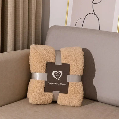 Fleece Stitch Blanket Plain Warm Sofa Throw Blankets Office Nap Blanket Air Conditioning Solid Color Blankets Home Decor Mantas